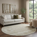 8 Khaki And Ivory Southwestern Washable Round Rug With UV Protection