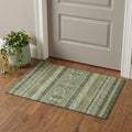 3 X 5 Olive Green Gray And Ivory Southwestern Washable Area Rug With UV Protection