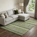 8 X 10 Olive Green Gray And Ivory Southwestern Washable Area Rug With UV Protection