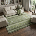 10 X 14 Olive Green Gray And Ivory Southwestern Washable Area Rug With UV Protection