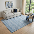 5 X 8 Sky Blue And Ivory Southwestern Washable Area Rug With UV Protection