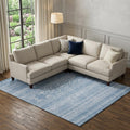 9 X 12 Sky Blue And Ivory Southwestern Washable Area Rug With UV Protection