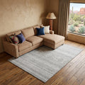 9 X 12 Silver And Gray Southwestern Washable Area Rug With UV Protection