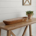 42 Brown And Gold Reclaimed Wood Asymmetrical Edge Oval Centerpiece Bowl