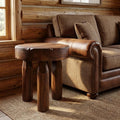 19 Inch Natural Brown Distressed Reclaimed Wood Round End Table