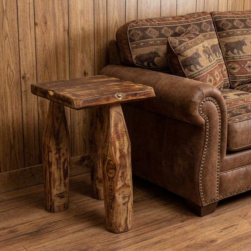 24 Inch Brown Distressed Reclaimed Wood Square End Table