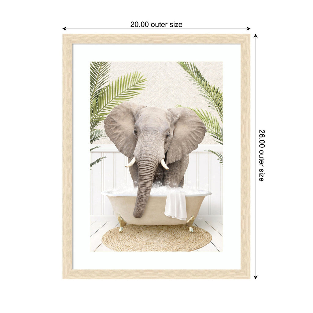 Elephant Front Palm Bathtub by Amy Peterson Framed Wall Art Print