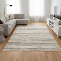 8 X 11 White And Orange Abstract Area Rug