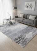 5 X 8 White And Gray Abstract Area Rug