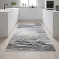 8 White And Gray Abstract Runner Rug