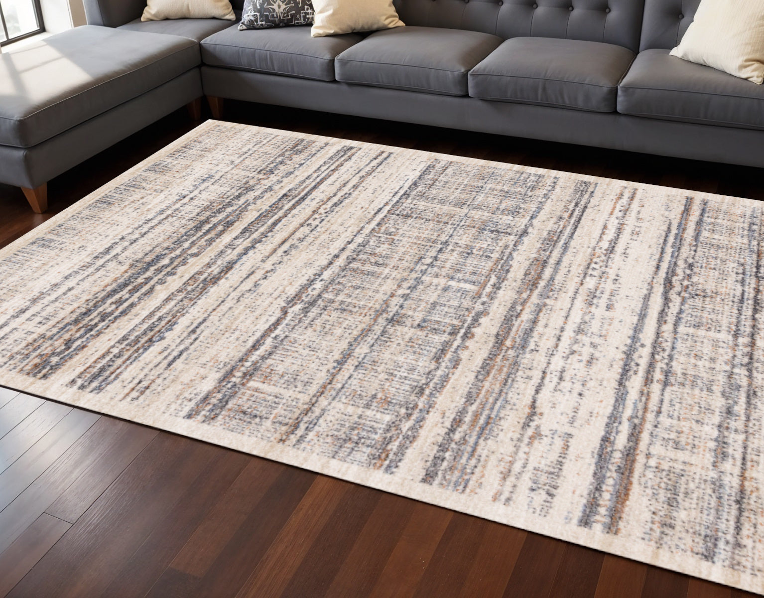 8 X 11 Beige Gray And Brown Abstract Area Rug