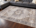 8 X 11 Ivory Gray And Brown Medallion Area Rug