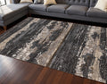 8 X 11 Gray Black And Tan Abstract Area Rug