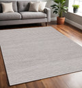 5 X 8 Beige And Cream Geometric Hand Woven Area Rug