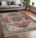 5 X 8 Pink Cream And Gray Medallion Area Rug