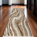 8 Cream And Beige Abstract Runner Rug