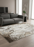 5 X 8 Taupe And Cream Abstract Area Rug