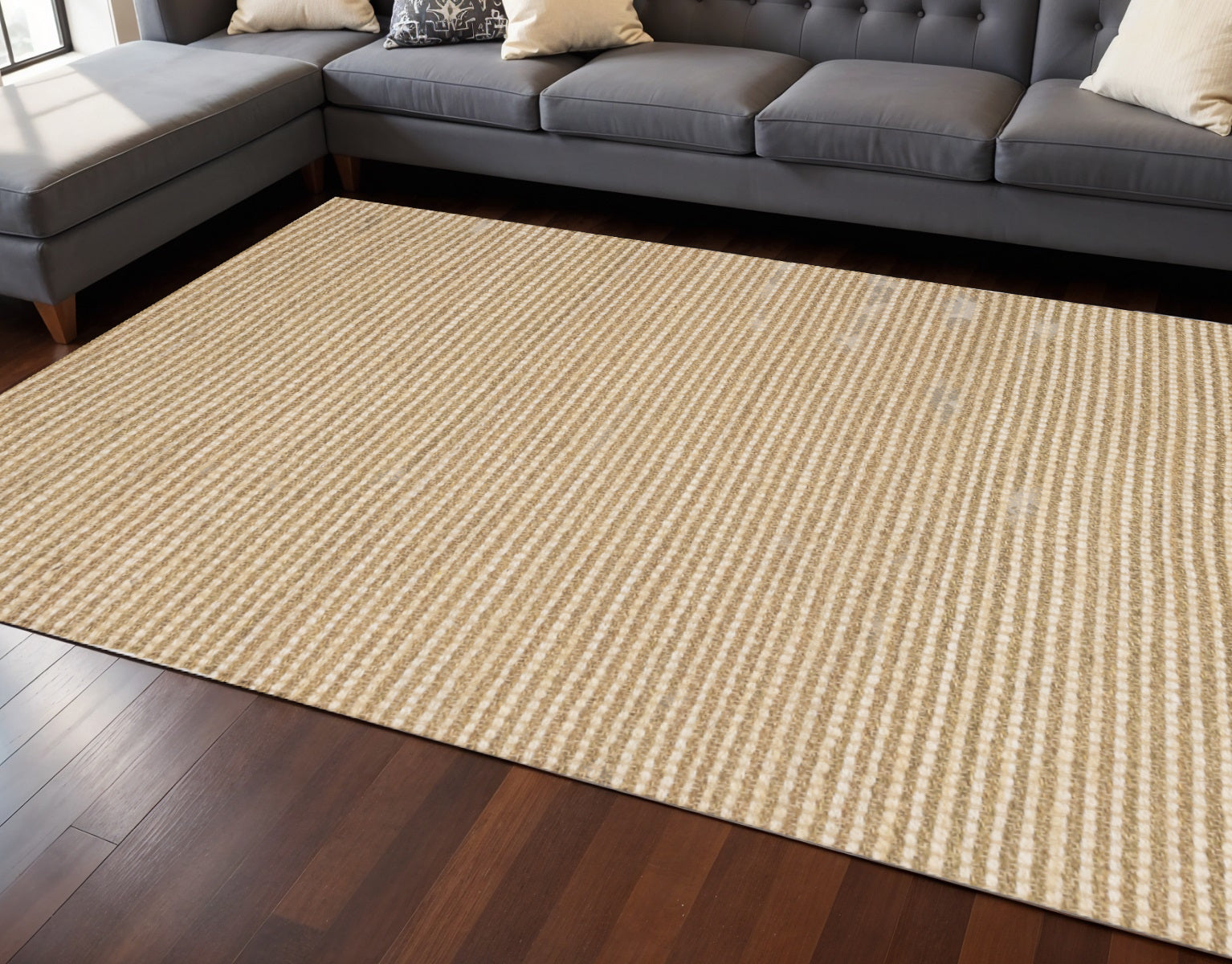 8 X 11 Beige Hand Woven Area Rug