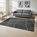 5 X 8 Gray And White Abstract Area Rug