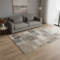 5 X 8 Gray Cream And Tan Abstract Area Rug