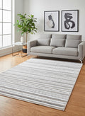 5 X 8 Cream Beige And Gray Striped Hand Woven Area Rug