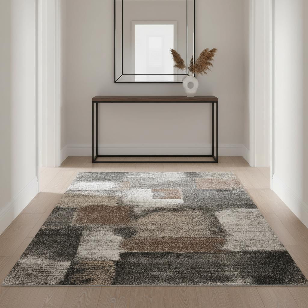 4 X 6 Gray Brown And Ivory Abstract Area Rug