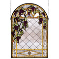 24 Inch W X 36 Inch H Grape Diamond Trellis Stained Glass Window
