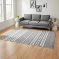 5 X 8 Gray And White Tribal Area Rug