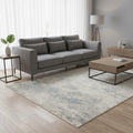 5 X 8 Cream And Blue Abstract Area Rug