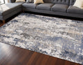 7 X 10 Blue Beige And Gray Abstract Area Rug
