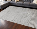 8 X 11 Gray And Off White Striped Area Rug