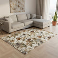 8 X 10 Cream Beige And Green Floral Area Rug
