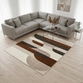 8 X 11 Cream Red And Brown Geometric Area Rug