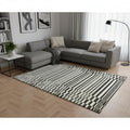 8 X 11 Green Black And Beige Striped Area Rug