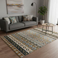 5 X 8 Cream Blue And Brown Tribal Area Rug