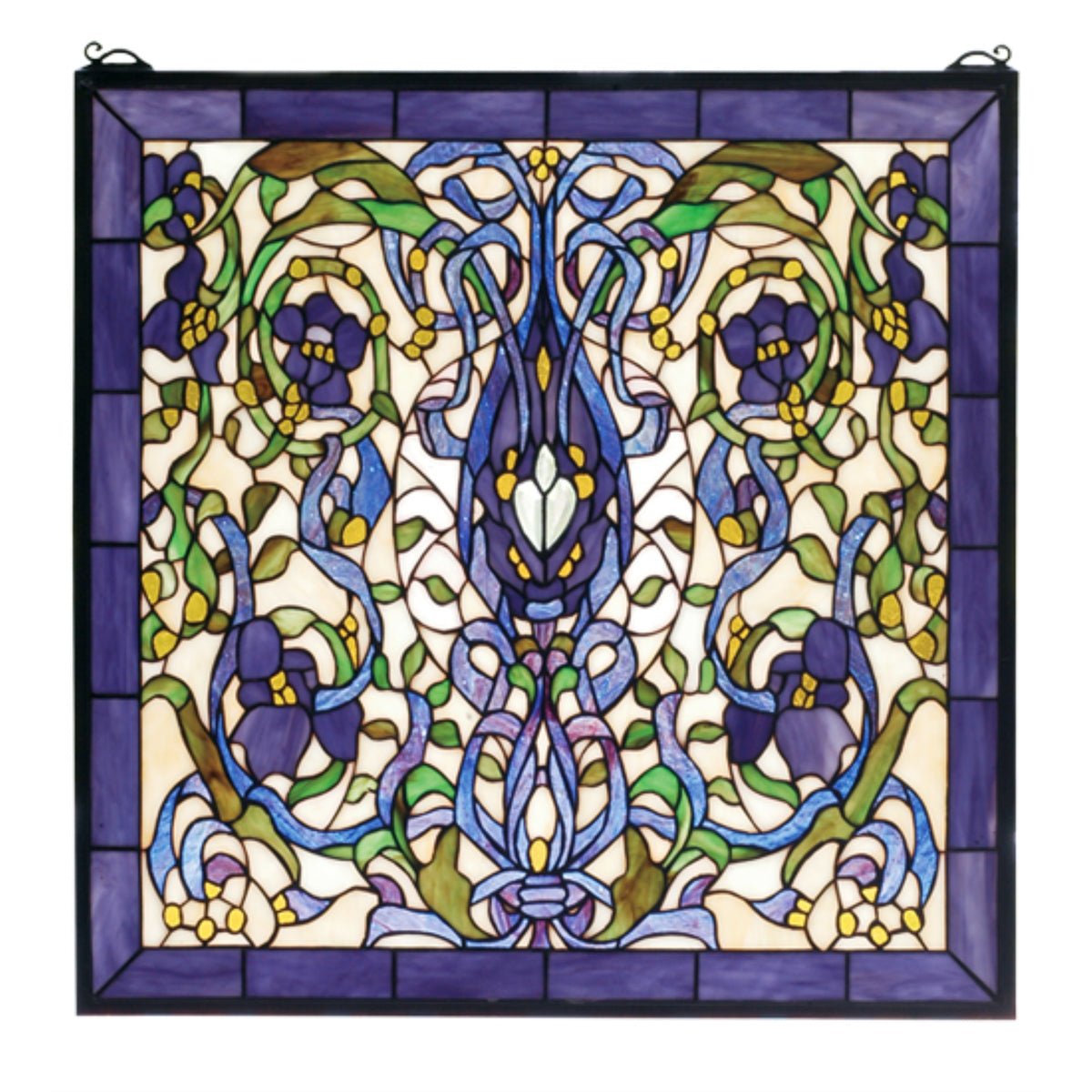 22 Inch W X 22 Inch H Floral Fantasy Stained Glass Window