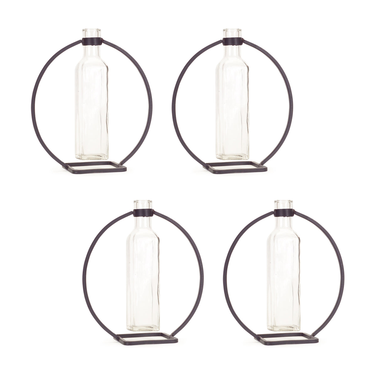 Hanging Vase in Circle Stand (Set of 4)