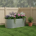 32 X 63 Silver Metal Oval Raised Garden Bed