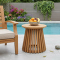16 Natural Solid Wood Round Outdoor Side Table