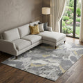 8 X 10 Gray Gold And Ivory Abstract Washable Area Rug With UV Protection