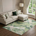 8 X 10 Green Ivory And Beige Abstract Washable Area Rug With UV Protection