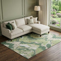 10 X 14 Green Ivory And Beige Abstract Washable Area Rug With UV Protection