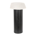 52 White and Black Genuine Marble and Solid Wood Oval Double Pedestal Console Table