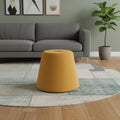 19 Inch Yellow Upholstered Pouf Round Cone Ottoman