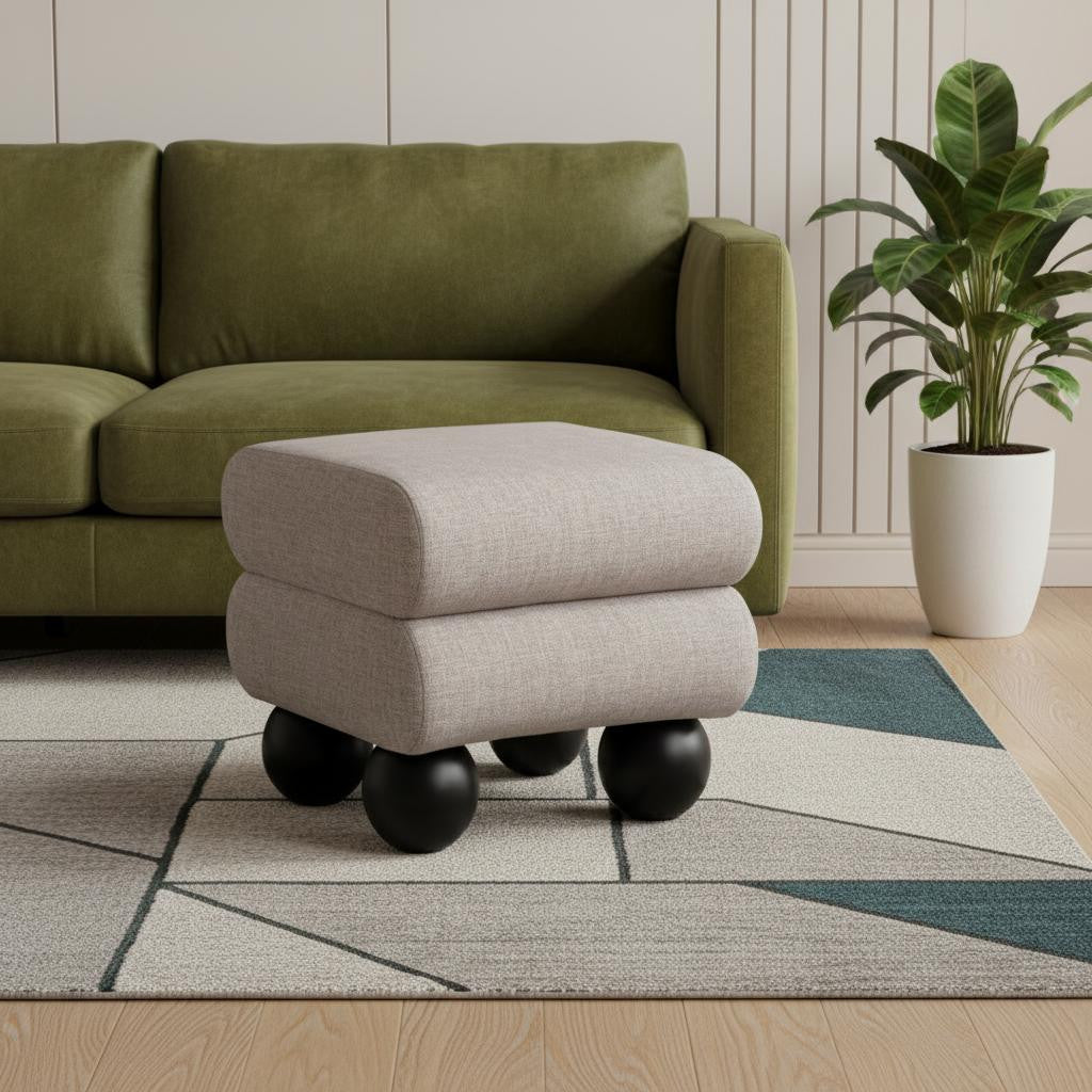 20 Inch Gray and Black Manufactured Wood and Upholstery Ottoman