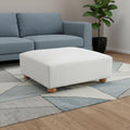 42 Inch White And Natural Corduroy Upholstered Ottoman