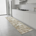 8 Brown And Ivory Abstract Washable Runner Rug