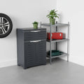 24 Charcoal Plastic Accent Cabinet With Two Doors And One Drawer