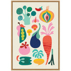 Sylvie Modern Colorful Abstract Veggies Framed Canvas by Rachel Lee