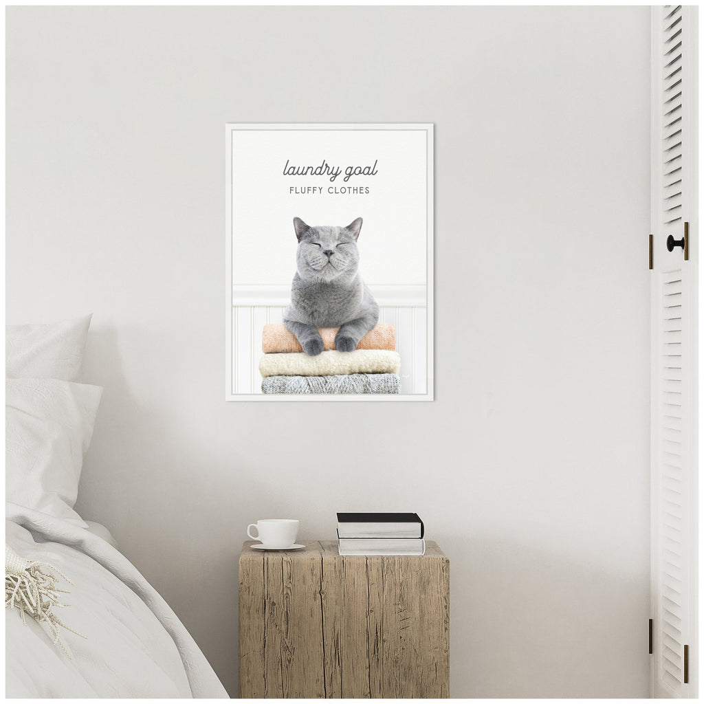 Sylvie Cat Laundry Goals Framed Canvas by Amy Peterson
